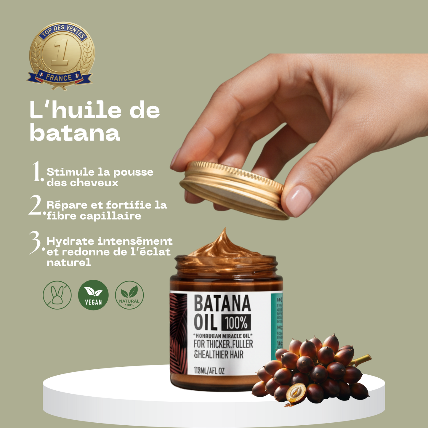 Huile de Batana pure – Pousse rapide et cheveux plus épais en 28 jours